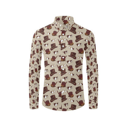 Steampunk Hat Print Design LKS301 Men's Long Sleeve Dress Shirt