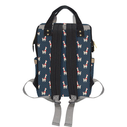 Llama with Polka Dot Themed Print Diaper Bag Backpack