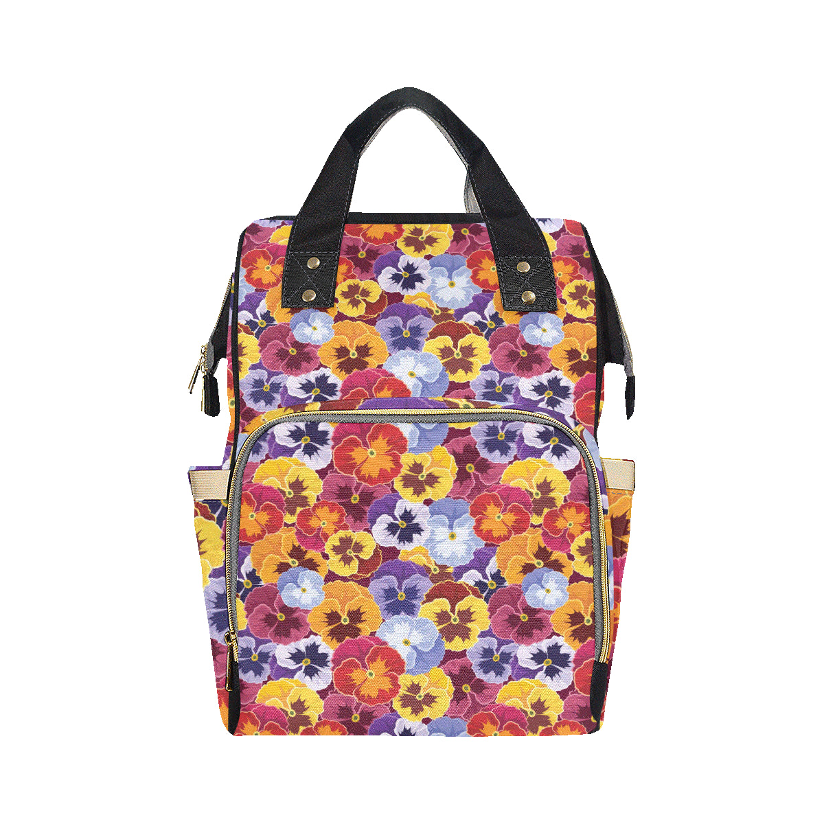 Pansy Pattern Print Design PS01 Diaper Bag Backpack
