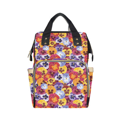 Pansy Pattern Print Design PS01 Diaper Bag Backpack