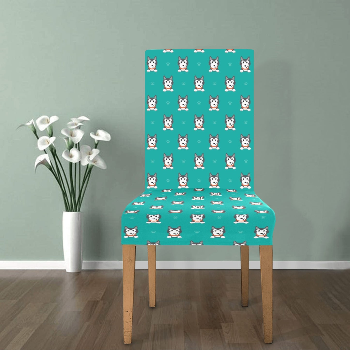 Siberian Huskies Print Design LKS304 Dining Chair Slipcover