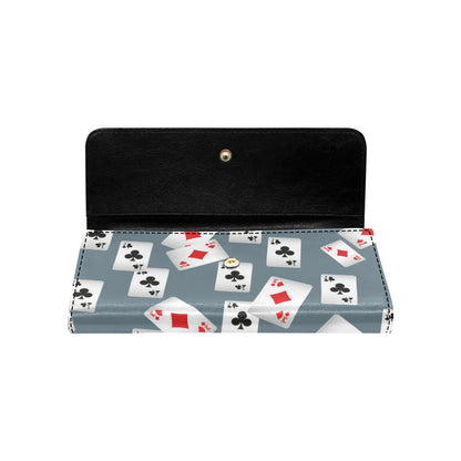 Poker Cards Pattern Print Design A05 Women's Trifold Wallet