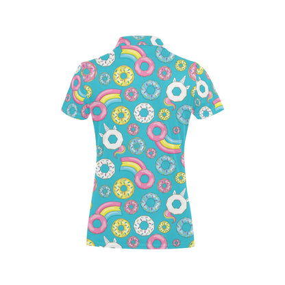 Donut Pattern Print Design DN013 Women's Polo Shirt
