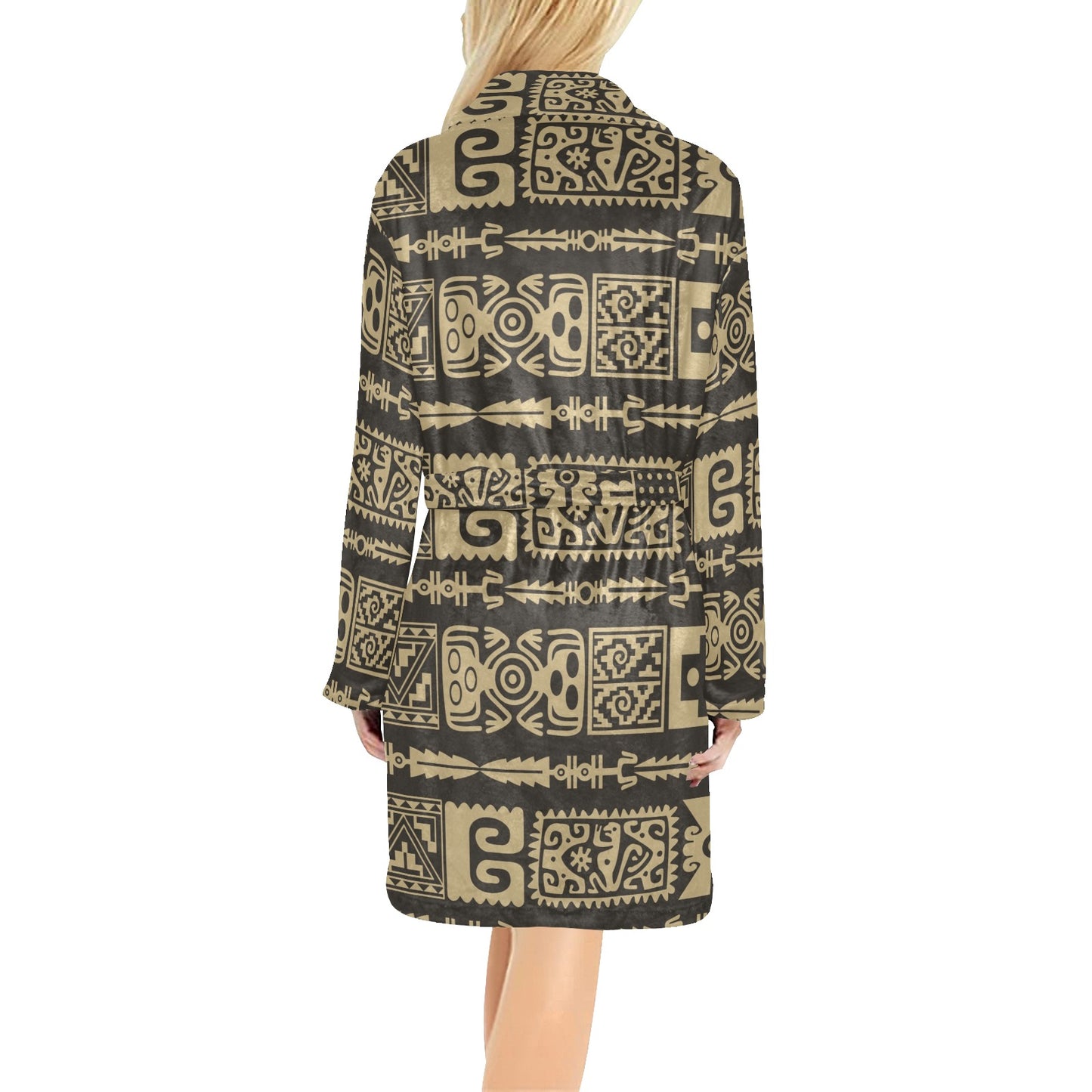 Mayan Pattern Print Design 03 Women's Fleece Robe