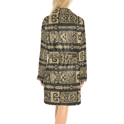 Mayan Pattern Print Design 03 Women's Fleece Robe
