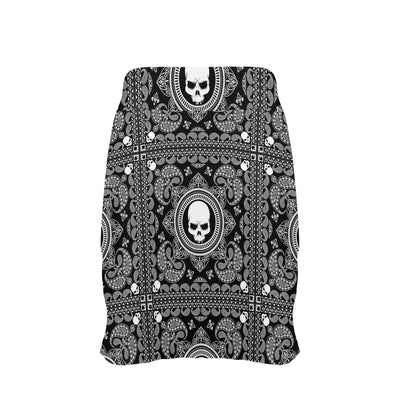Bandana Skull Print Design LKS303 17" Golf & Pickleball Skort with Pockets