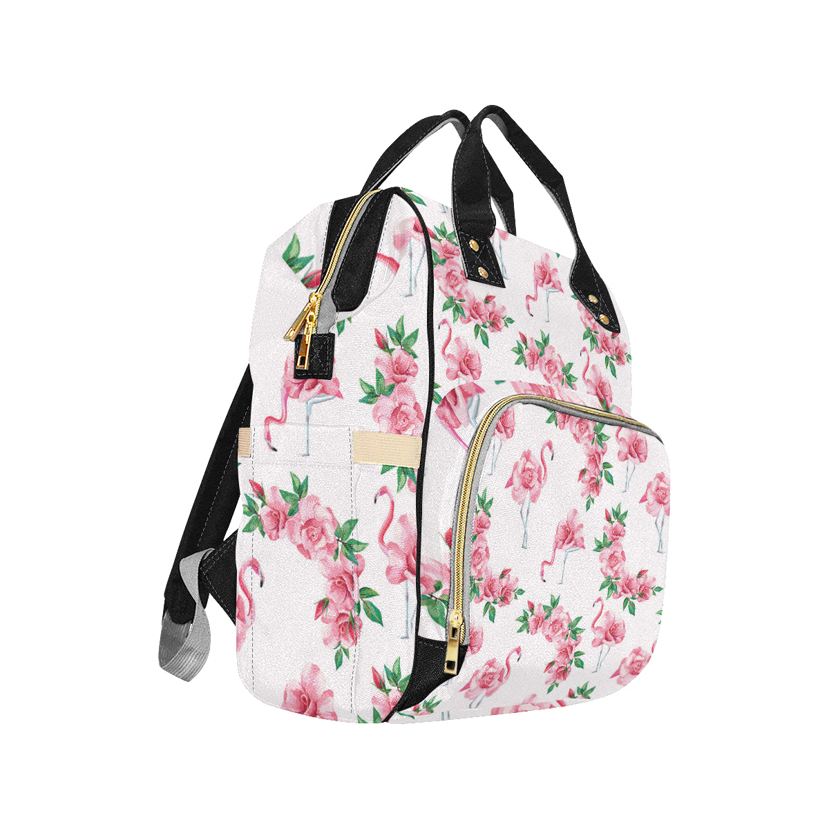 Flamingo Rose Pattern Diaper Bag Backpack