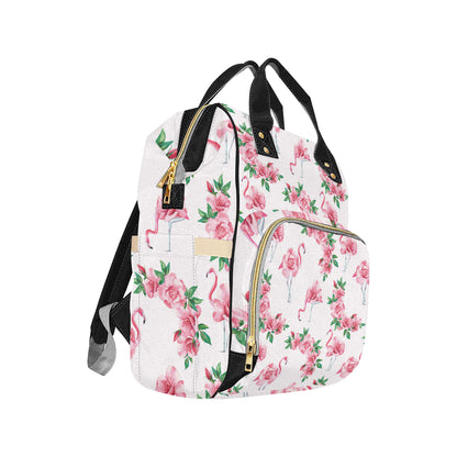 Flamingo Rose Pattern Diaper Bag Backpack