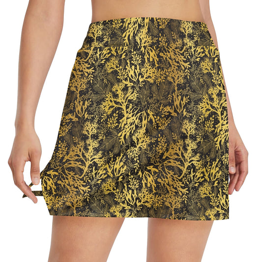 Seaweed Print Design LKS303 17" Golf & Pickleball Skort with Pockets