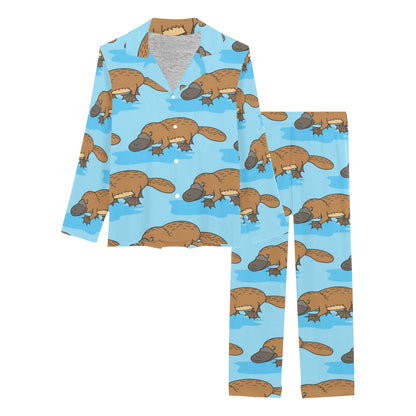 Platypus Pattern Print Design A02 Women's Long Pajama Set
