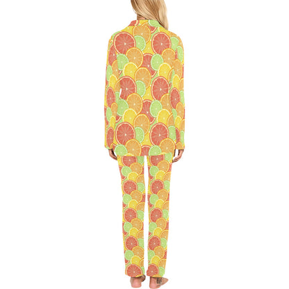 Grapefruit Pattern Print Design GF01 Women's Long Pajama Set