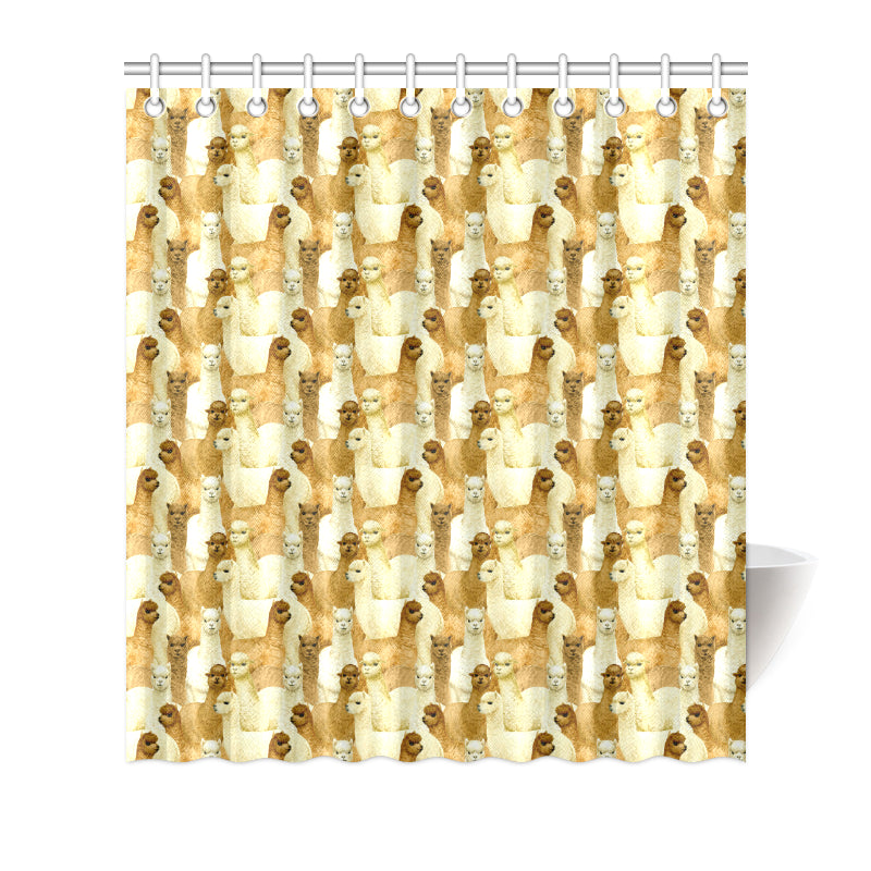Alpaca Watercolor Design Themed Print Shower Curtain