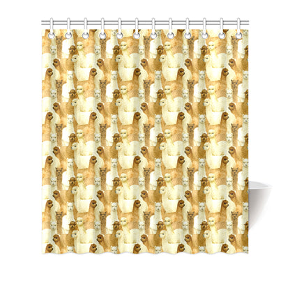Alpaca Watercolor Design Themed Print Shower Curtain