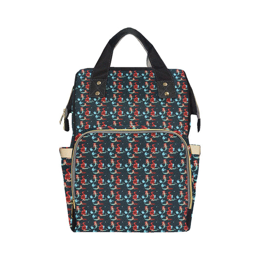 Mermaid Girl Themed Design Print Diaper Bag Backpack