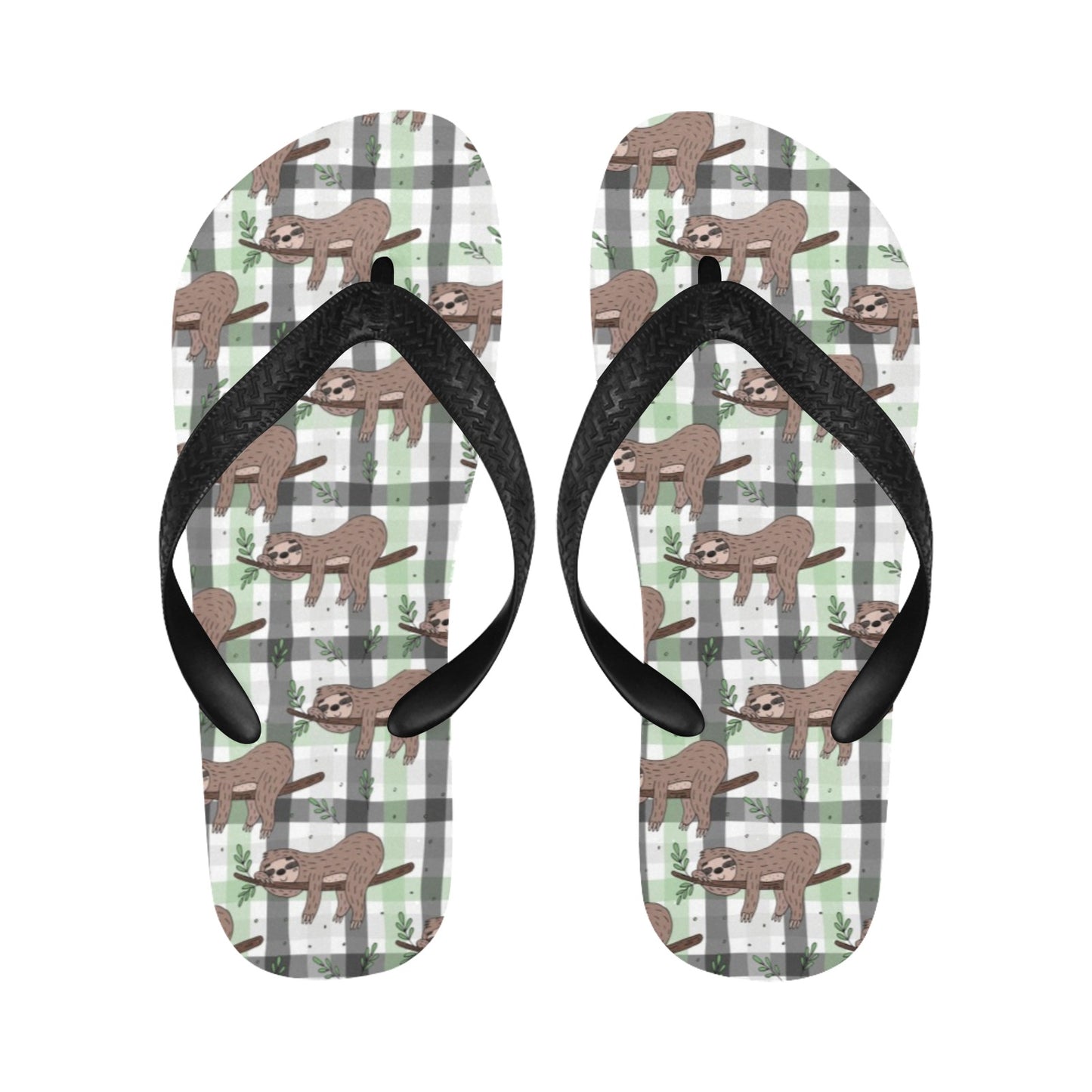 Sloth Print Design LKS301 Flip Flops