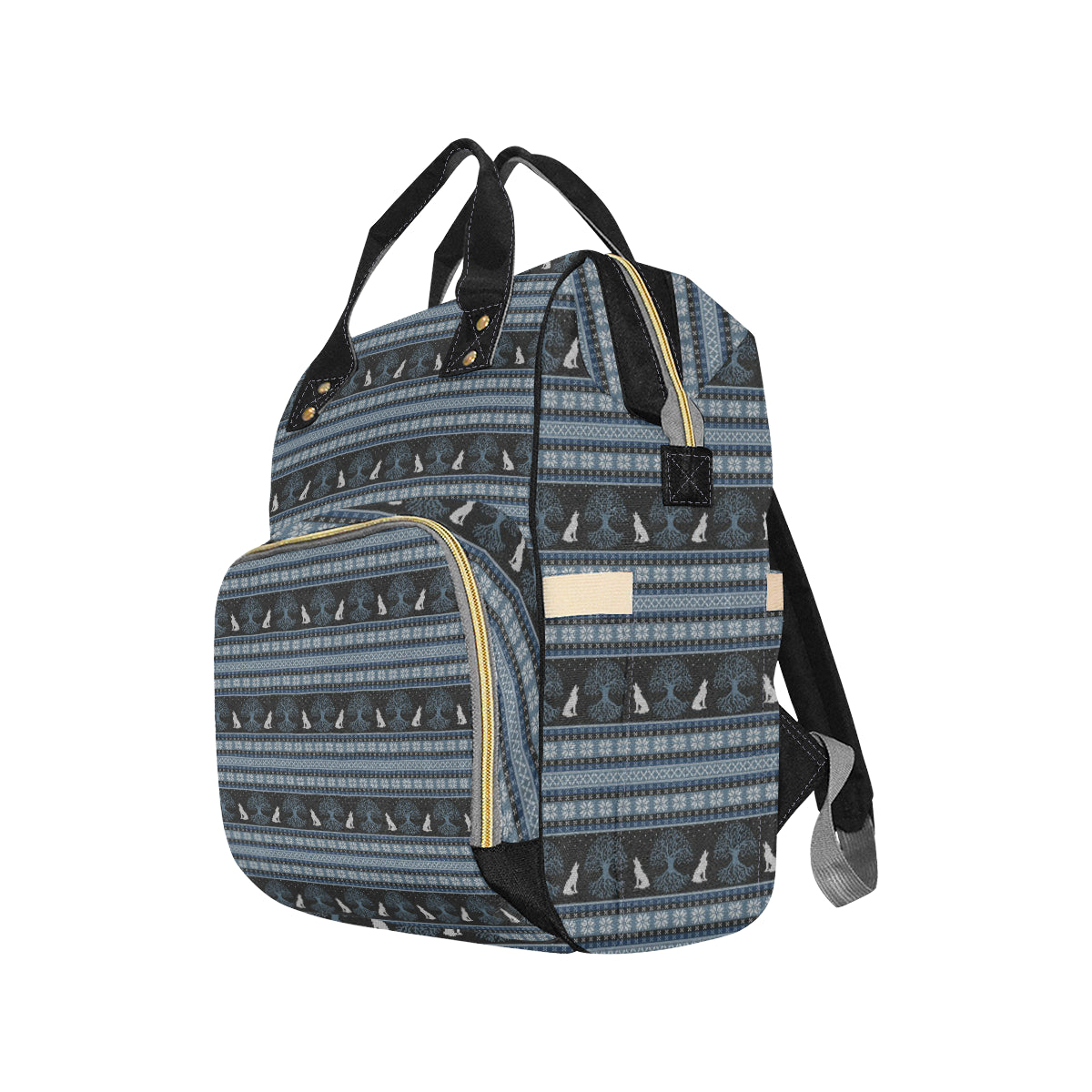 Wolf Tree of Life Knit Design Print Diaper Bag Backpack