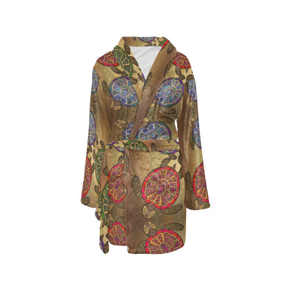 Sea Turtle Tribal Colorful Women's Fleece Robe