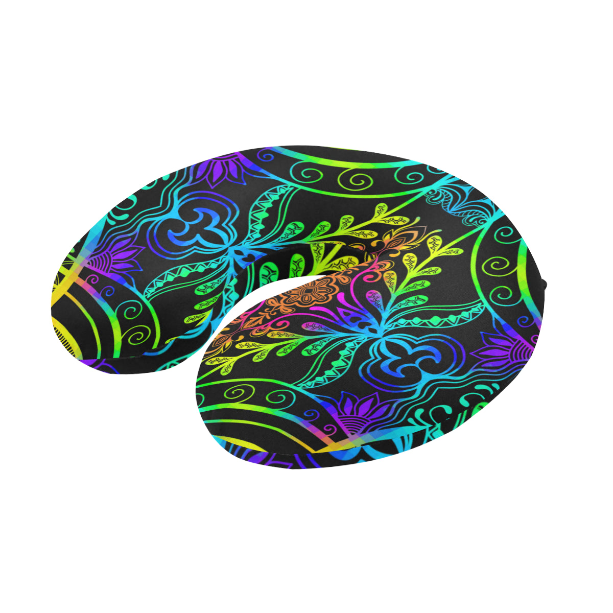 Neon Trible Rainbow Pattern Print Design A01 U-Shaped Travel Neck Pillow