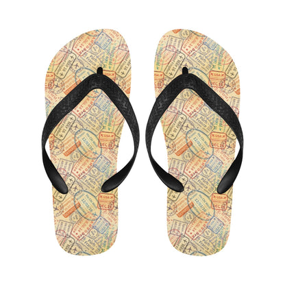 Travel Stamp Print Design LKS302 Flip Flops