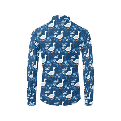 Goose Print Design LKS405 Men's Long Sleeve Dress Shirt