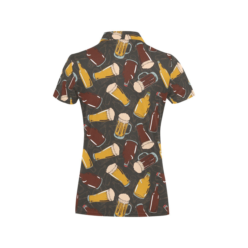 Beer Pattern Print Design 03 Women's Polo Shirt