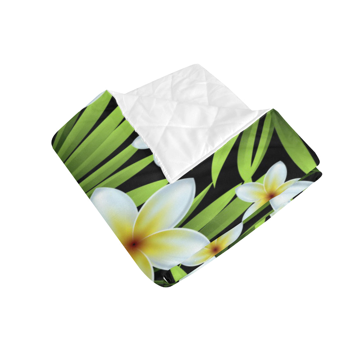 White Plumeria Pattern Print Design PM06 Premium Quilt