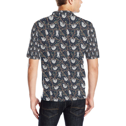 Sloth Happy Design Themed Print Men Polo Shirt