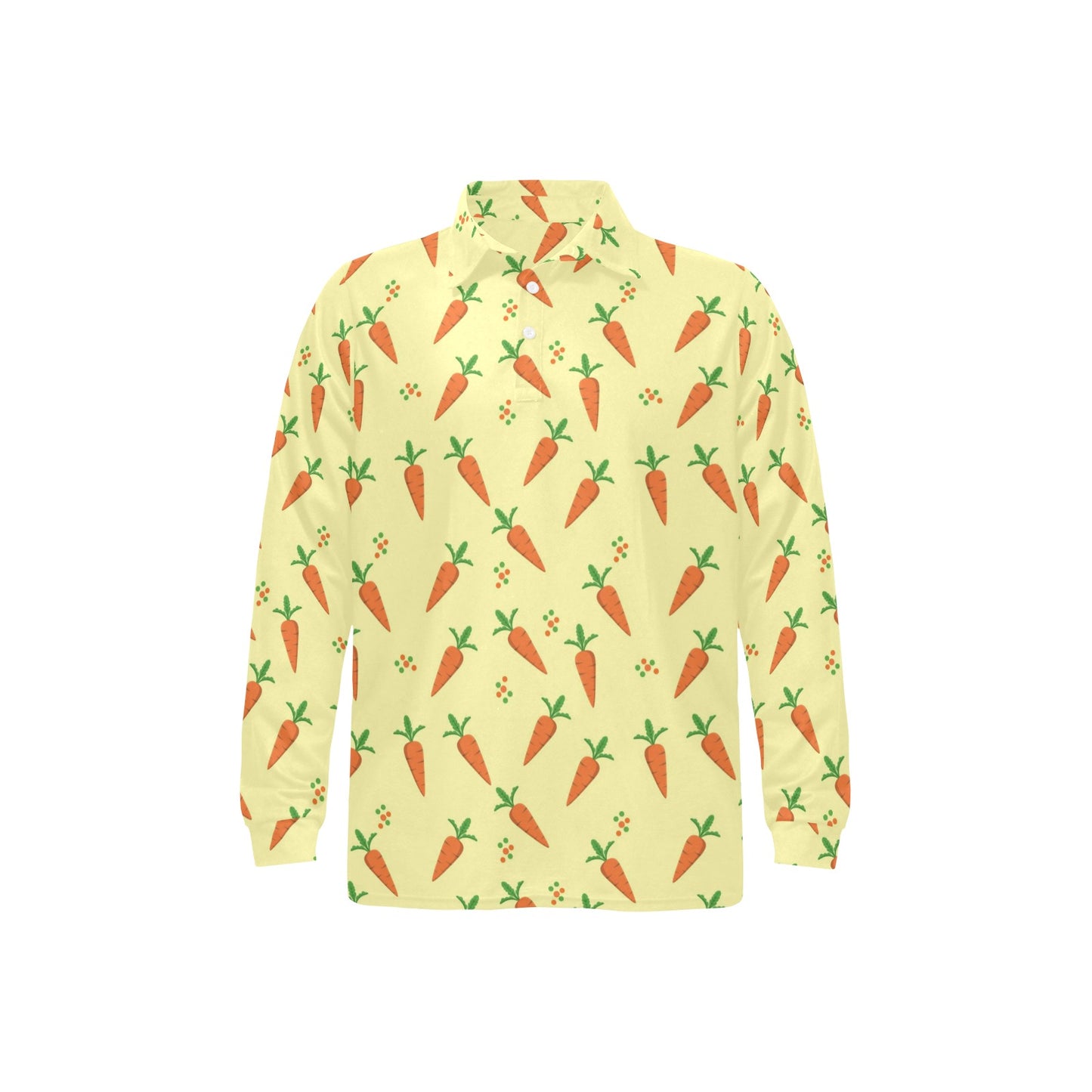 Carrot Pattern Print Design 04 Long Sleeve Polo Shirt For Men's