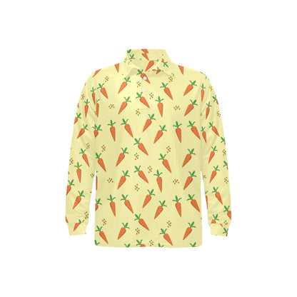 Carrot Pattern Print Design 04 Long Sleeve Polo Shirt For Men's