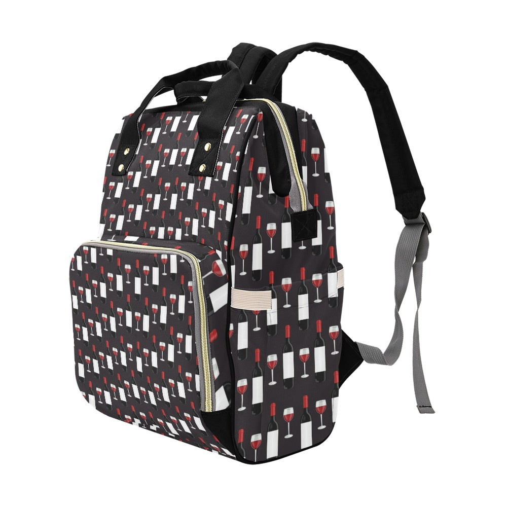 Wine Print Design LKS309 Diaper Bag Backpack
