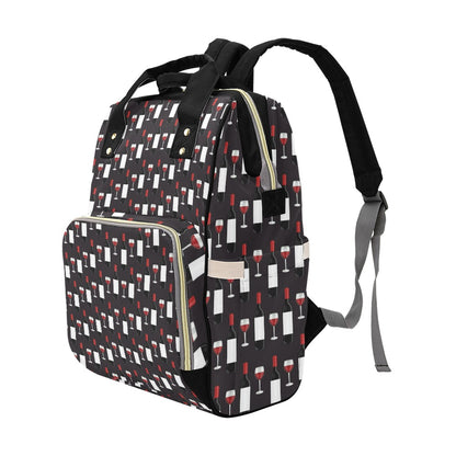 Wine Print Design LKS309 Diaper Bag Backpack