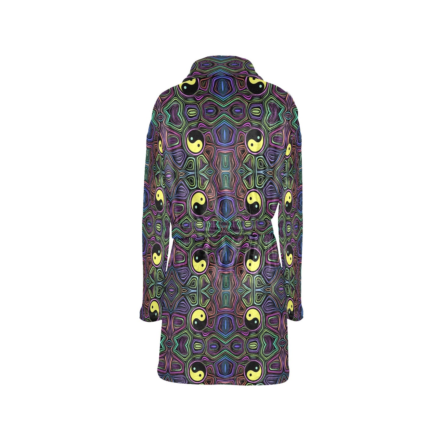 Yin Yang Neon Color Design Print Women's Fleece Robe