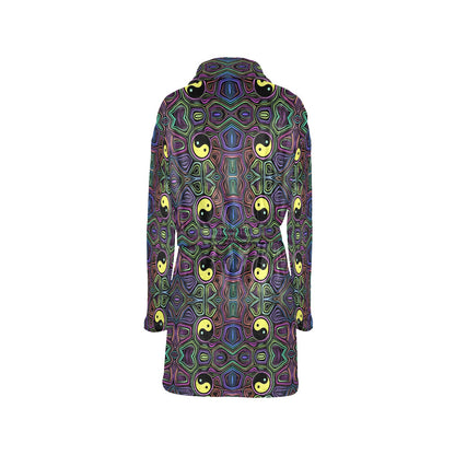 Yin Yang Neon Color Design Print Women's Fleece Robe