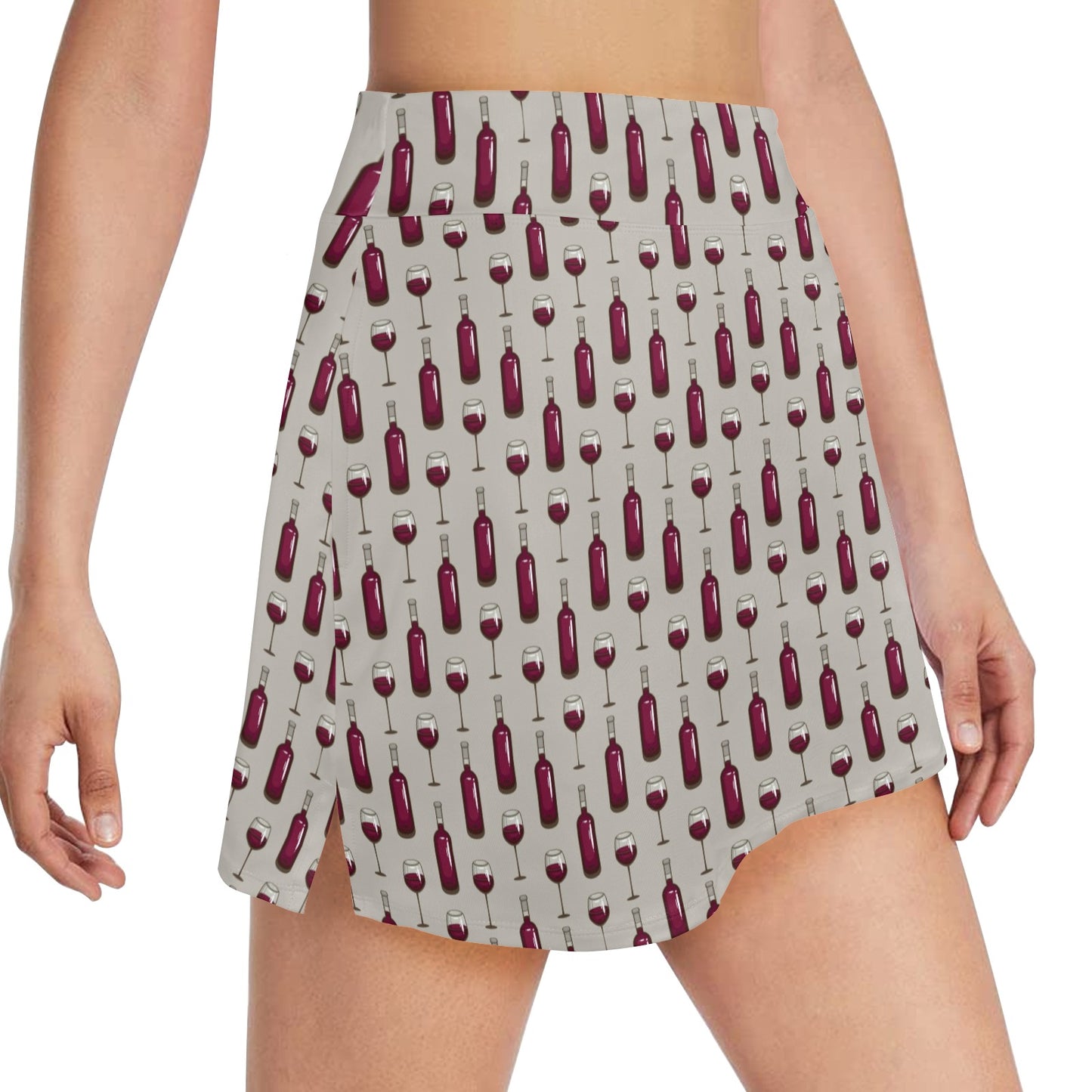 Wine Bottle Pattern Print 17" Golf & Pickleball Skort with Pockets