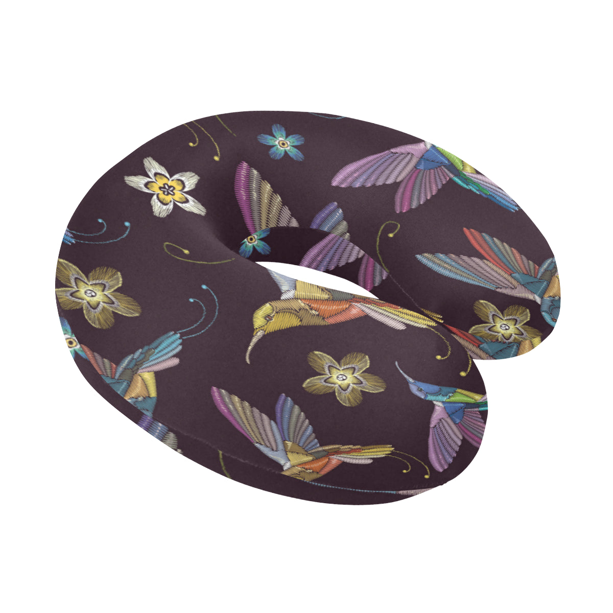 Hummingbird Pattern Print Design 04 U-Shaped Travel Neck Pillow