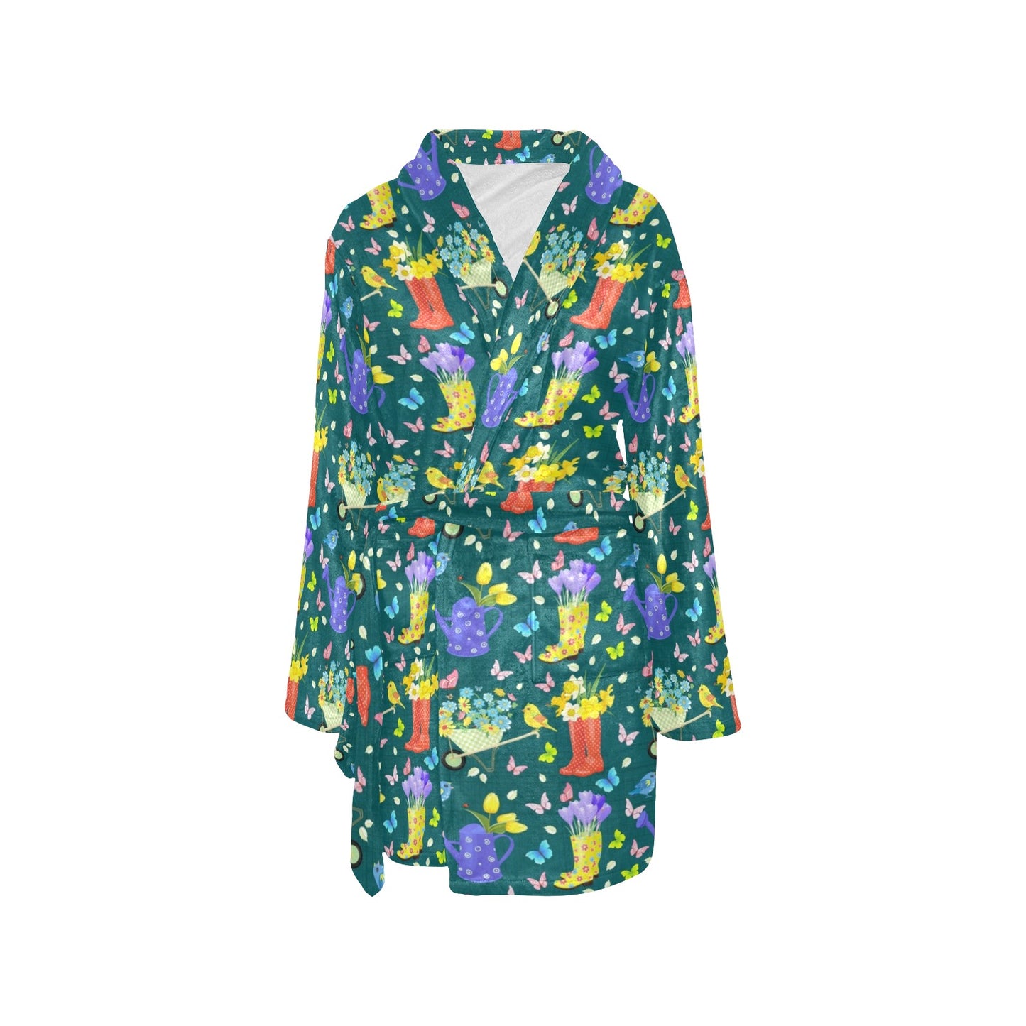 Gardening Pattern Print Design G08 Women's Fleece Robe