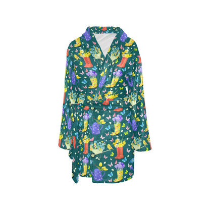 Gardening Pattern Print Design G08 Women's Fleece Robe