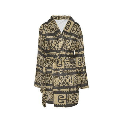 Mayan Pattern Print Design 03 Women's Fleece Robe