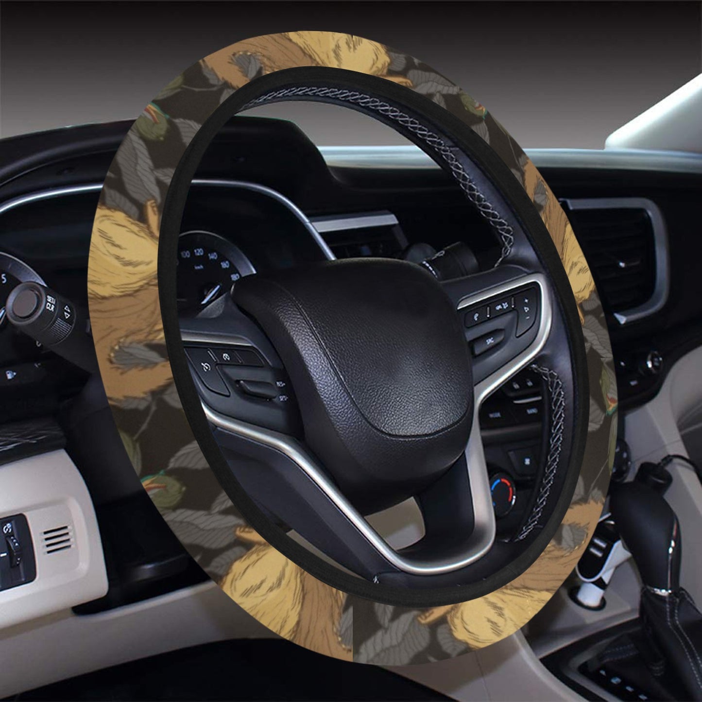 Squirrel Print Design LKS309 Steering Wheel Cover with Elastic Edge