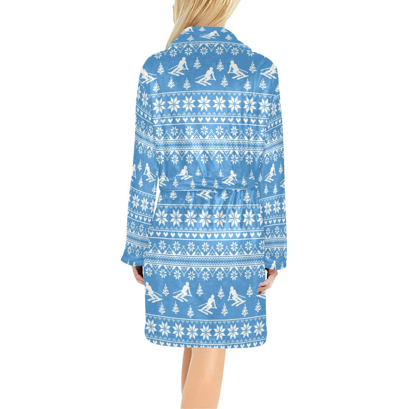 Ski Knit Pattern Print Design LKS302 Women's Fleece Robe