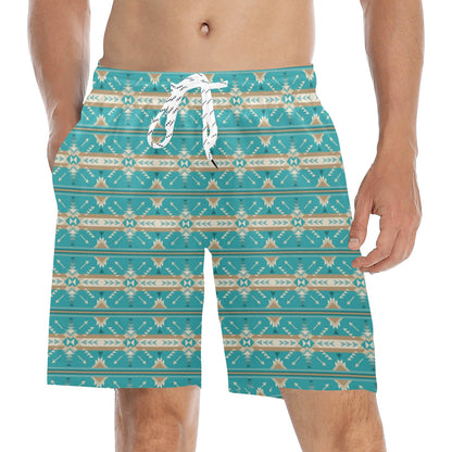 Southwest Native Design Themed Print Men's Swim Trunks Beach Shorts