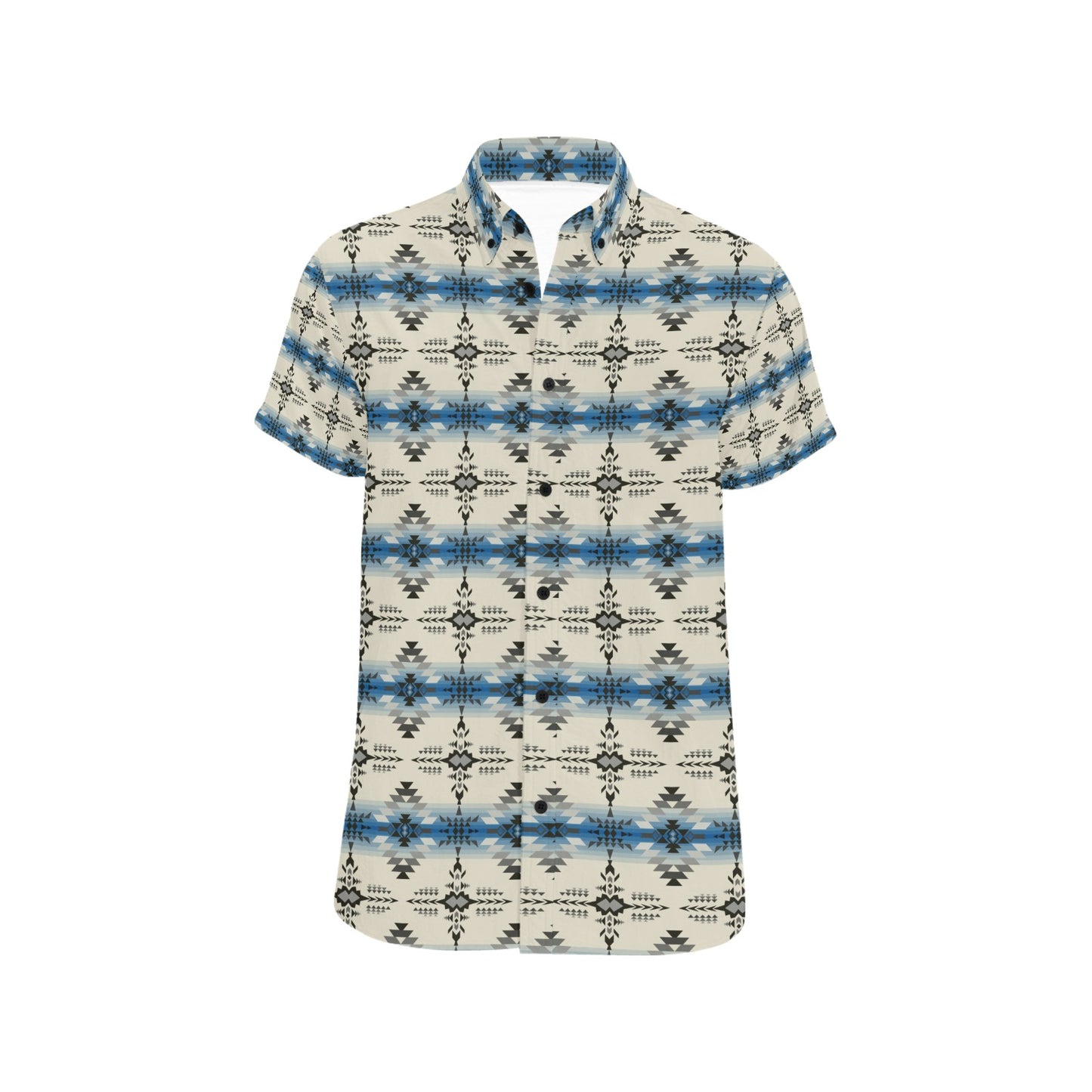 Southwest Pattern Print Design LKS304 Men Short Sleeve Button Up Shirt