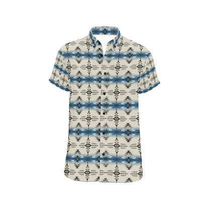 Southwest Pattern Print Design LKS304 Men Short Sleeve Button Up Shirt