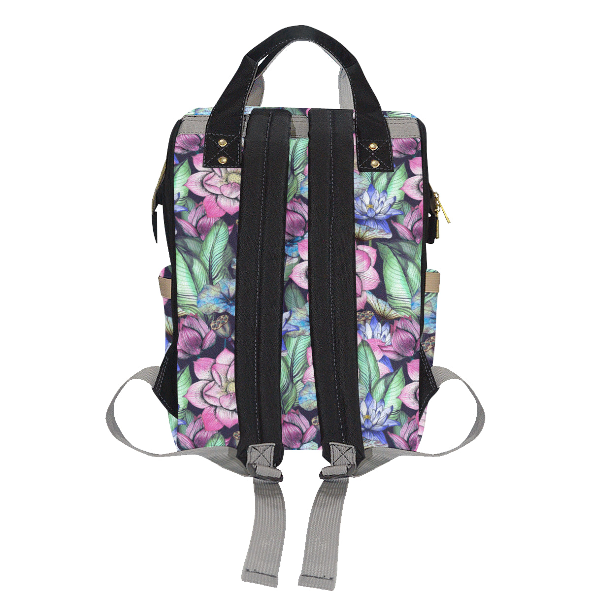 Water Lily Pattern Print Design WL07 Diaper Bag Backpack
