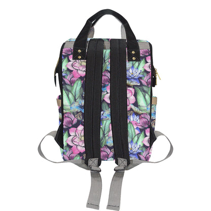 Water Lily Pattern Print Design WL07 Diaper Bag Backpack
