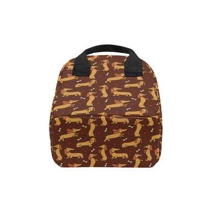 Dachshund Happy Print Pattern Insulated Lunch Bag