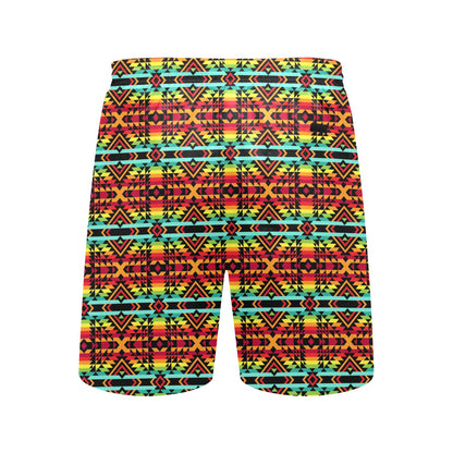 Kente Red Design African Print Men's Swim Trunks Beach Shorts
