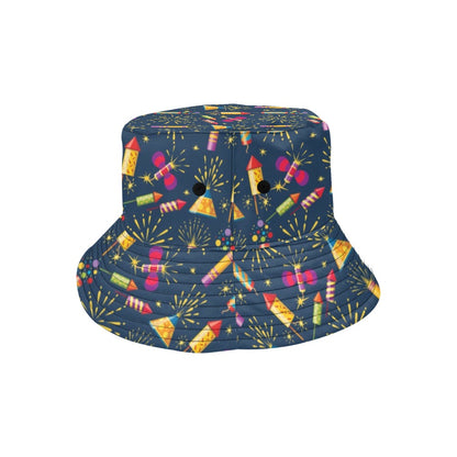 Firework Sparkling Rockets Print Design LKS306 Unisex Bucket Hat