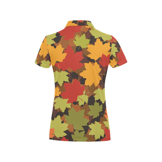 Maple Leaf Pattern Print Design 05 Women's Polo Shirt