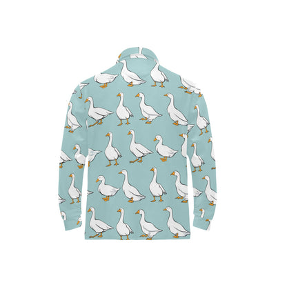 Goose Pattern Print Design 02 Long Sleeve Polo Shirt For Men's